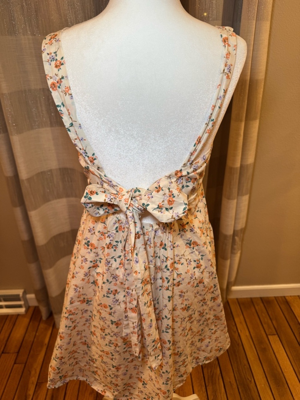 Altar'd State Cream Floral Sundress with Orange & Green Accents - Picture 4 of 9